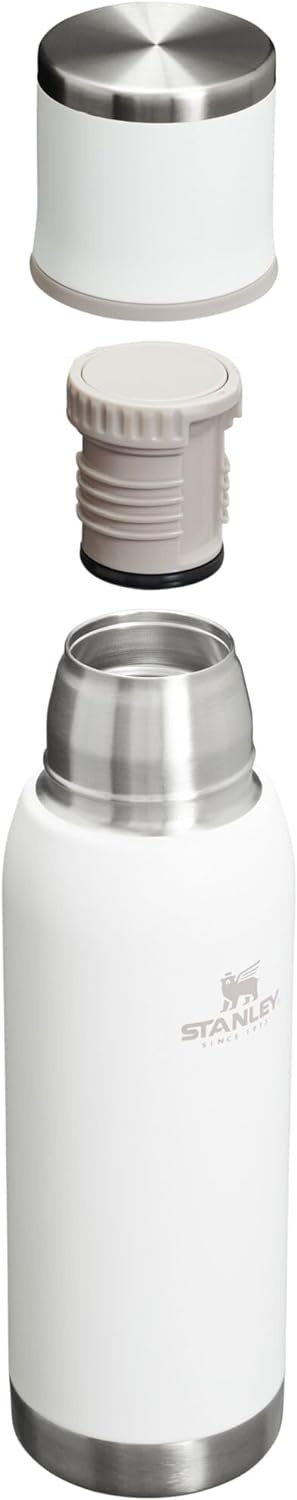image:imageStanley AdventureToGo Vacuum Bottle 11 qt Wide Mouth with Leakproof Cup Lid Keep Drinks Hot or Cold Packable for Travel Insulated Stainless Steel Thermal Bottle BPAFree Chili RedFrost White