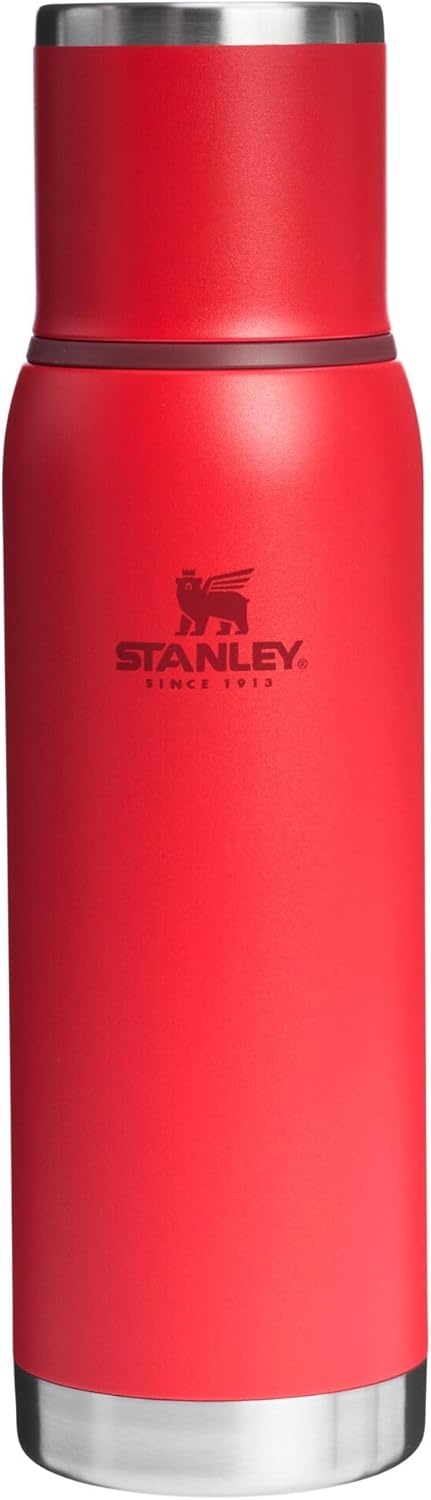 image:imageStanley AdventureToGo Vacuum Bottle 11 qt Wide Mouth with Leakproof Cup Lid Keep Drinks Hot or Cold Packable for Travel Insulated Stainless Steel Thermal Bottle BPAFree Chili RedChili Red