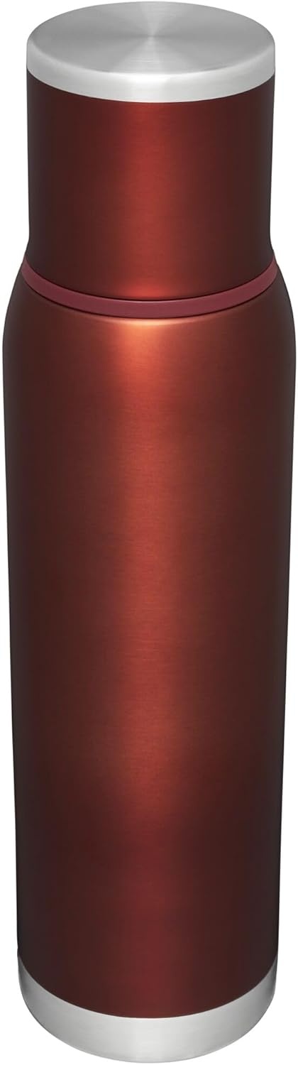 image:imageStanley AdventureToGo Vacuum Bottle 11 qt Wide Mouth with Leakproof Cup Lid Keep Drinks Hot or Cold Packable for Travel Insulated Stainless Steel Thermal Bottle BPAFree Chili RedClay Glow