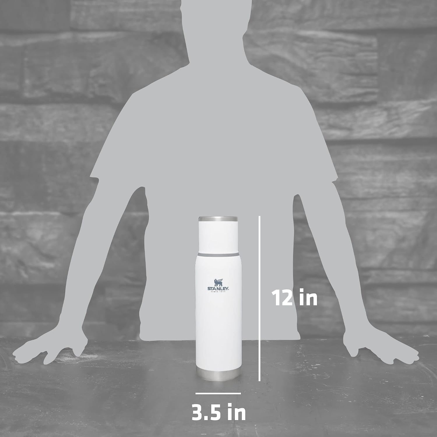 image:imageStanley AdventureToGo Vacuum Bottle 11 qt Wide Mouth with Leakproof Cup Lid Keep Drinks Hot or Cold Packable for Travel Insulated Stainless Steel Thermal Bottle BPAFree Chili RedPolar