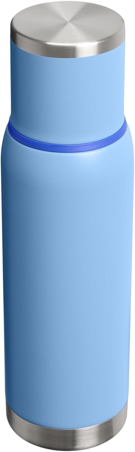 image:imageStanley AdventureToGo Vacuum Bottle 11 qt Wide Mouth with Leakproof Cup Lid Keep Drinks Hot or Cold Packable for Travel Insulated Stainless Steel Thermal Bottle BPAFree Chili RedBlue Sky