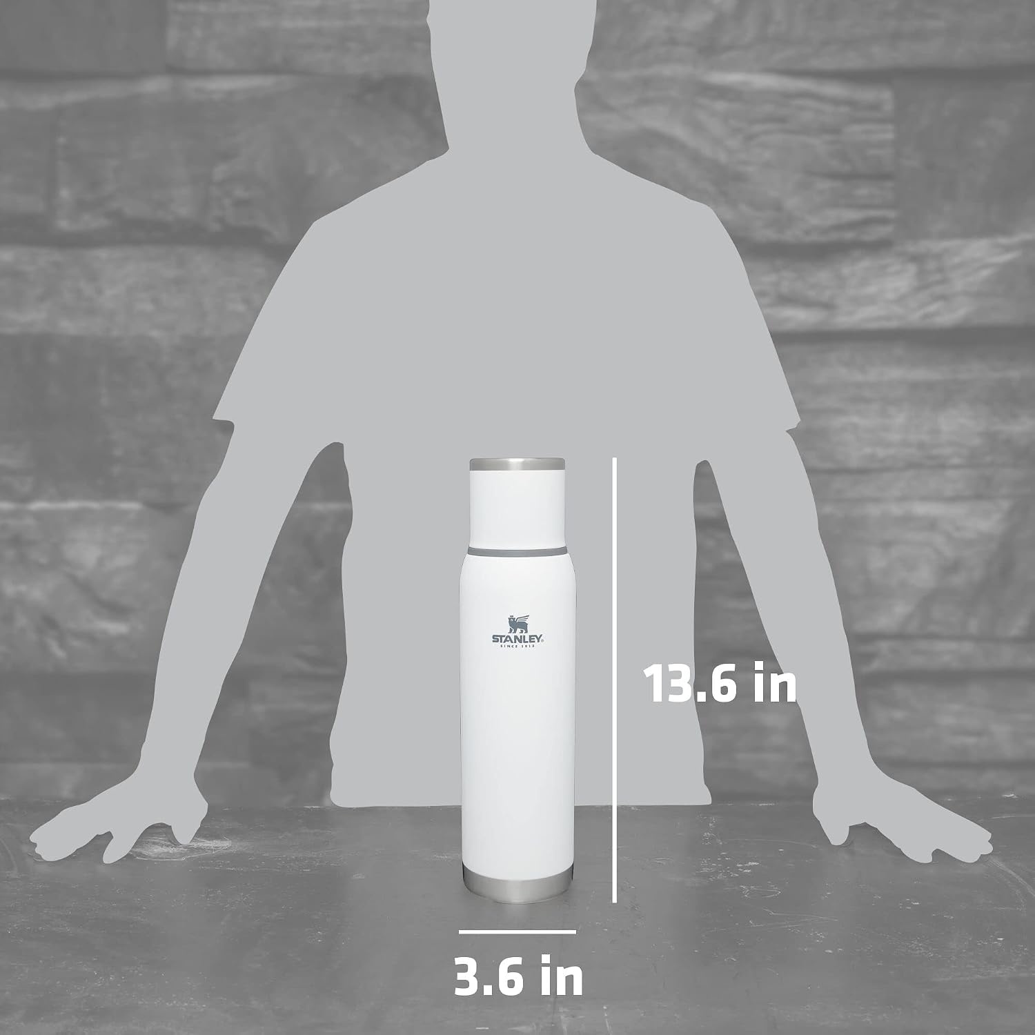 image:imageStanley AdventureToGo Vacuum Bottle 11 qt Wide Mouth with Leakproof Cup Lid Keep Drinks Hot or Cold Packable for Travel Insulated Stainless Steel Thermal Bottle BPAFree Chili RedPolar