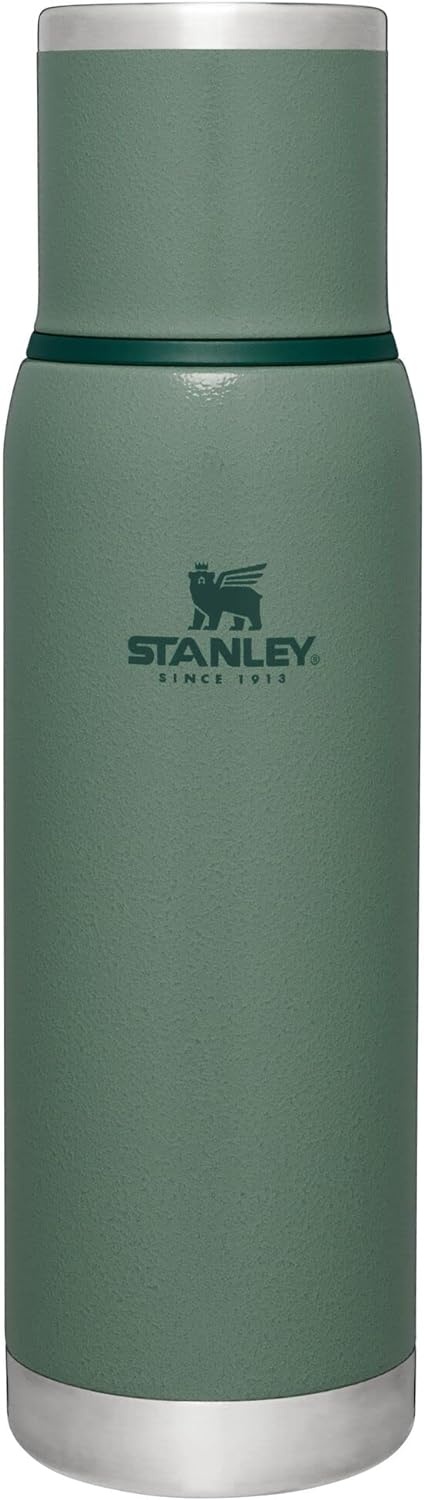 image:imageStanley AdventureToGo Vacuum Bottle 11 qt Wide Mouth with Leakproof Cup Lid Keep Drinks Hot or Cold Packable for Travel Insulated Stainless Steel Thermal Bottle BPAFree Chili RedHammertone Green