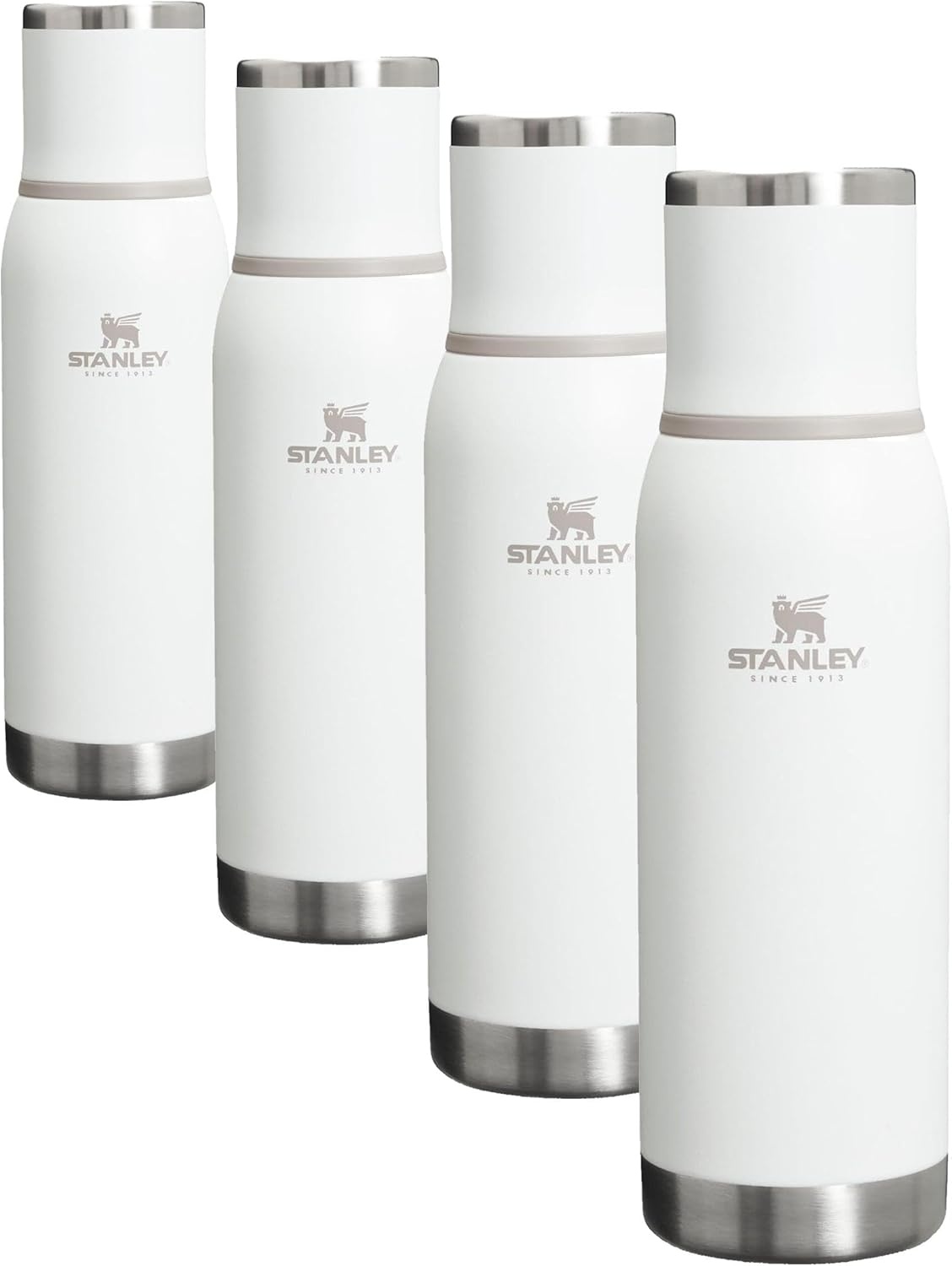 image:imageStanley AdventureToGo Vacuum Bottle 11 qt Wide Mouth with Leakproof Cup Lid Keep Drinks Hot or Cold Packable for Travel Insulated Stainless Steel Thermal Bottle BPAFree Chili RedFrost White