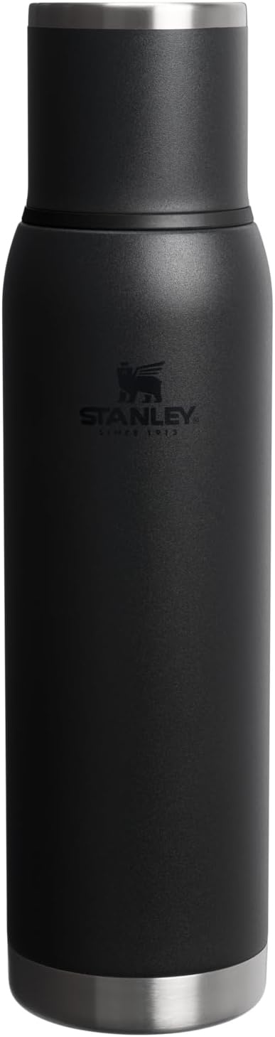 image:imageStanley AdventureToGo Vacuum Bottle 11 qt Wide Mouth with Leakproof Cup Lid Keep Drinks Hot or Cold Packable for Travel Insulated Stainless Steel Thermal Bottle BPAFree Chili RedBlack 20