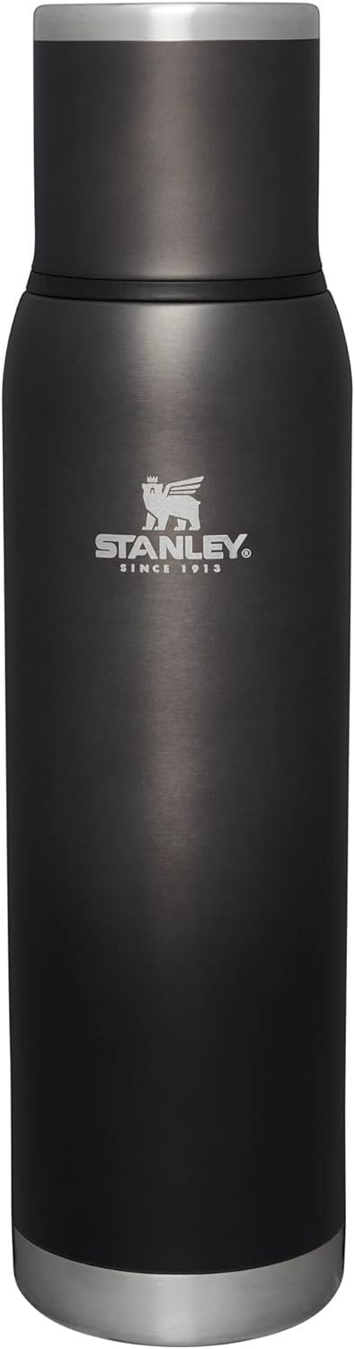 image:imageStanley AdventureToGo Vacuum Bottle 11 qt Wide Mouth with Leakproof Cup Lid Keep Drinks Hot or Cold Packable for Travel Insulated Stainless Steel Thermal Bottle BPAFree Chili RedCharcoal Glow