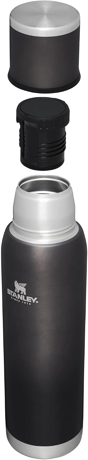 image:imageStanley AdventureToGo Vacuum Bottle 11 qt Wide Mouth with Leakproof Cup Lid Keep Drinks Hot or Cold Packable for Travel Insulated Stainless Steel Thermal Bottle BPAFree Chili RedCharcoal Glow