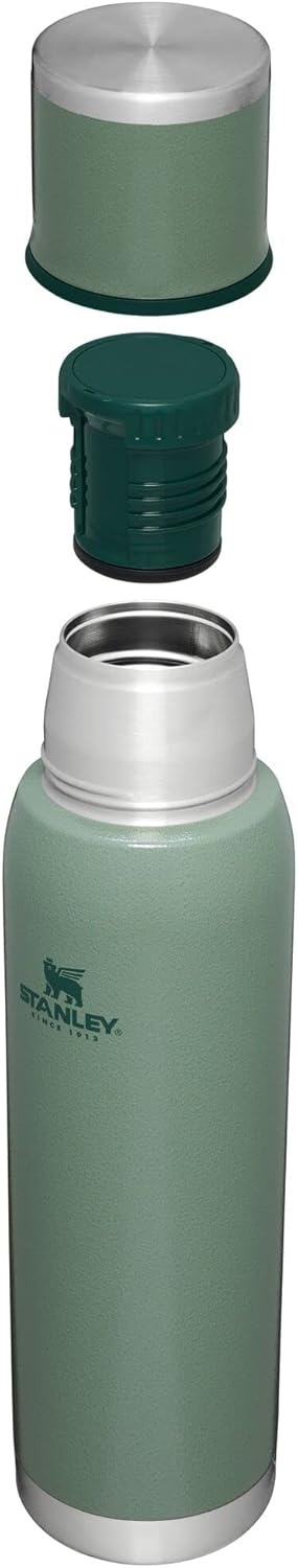 image:imageStanley AdventureToGo Vacuum Bottle 11 qt Wide Mouth with Leakproof Cup Lid Keep Drinks Hot or Cold Packable for Travel Insulated Stainless Steel Thermal Bottle BPAFree Chili RedHammertone Green