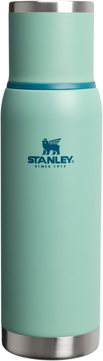 image:imageStanley AdventureToGo Vacuum Bottle 11 qt Wide Mouth with Leakproof Cup Lid Keep Drinks Hot or Cold Packable for Travel Insulated Stainless Steel Thermal Bottle BPAFree Chili RedSpring Green