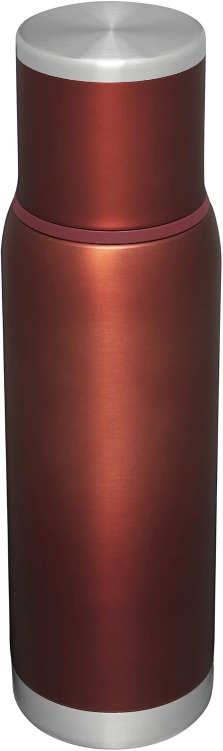 image:imageStanley AdventureToGo Vacuum Bottle 11 qt Wide Mouth with Leakproof Cup Lid Keep Drinks Hot or Cold Packable for Travel Insulated Stainless Steel Thermal Bottle BPAFree Chili RedClay Glow