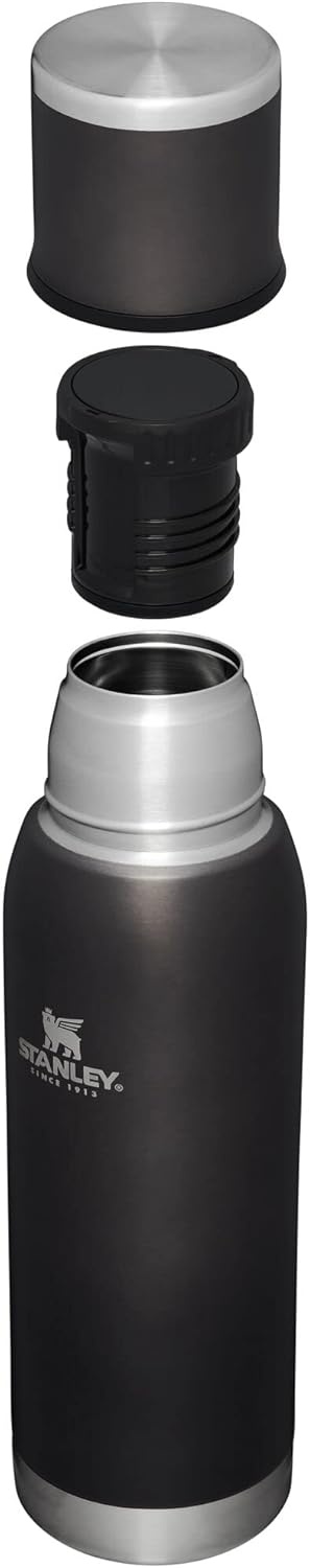 image:imageStanley AdventureToGo Vacuum Bottle 11 qt Wide Mouth with Leakproof Cup Lid Keep Drinks Hot or Cold Packable for Travel Insulated Stainless Steel Thermal Bottle BPAFree Chili RedCharcoal Glow