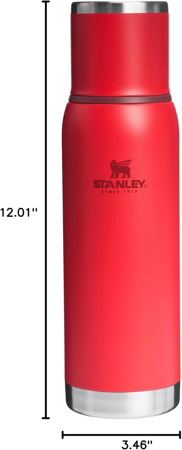 image:imageStanley AdventureToGo Vacuum Bottle 11 qt Wide Mouth with Leakproof Cup Lid Keep Drinks Hot or Cold Packable for Travel Insulated Stainless Steel Thermal Bottle BPAFree Chili RedChili Red