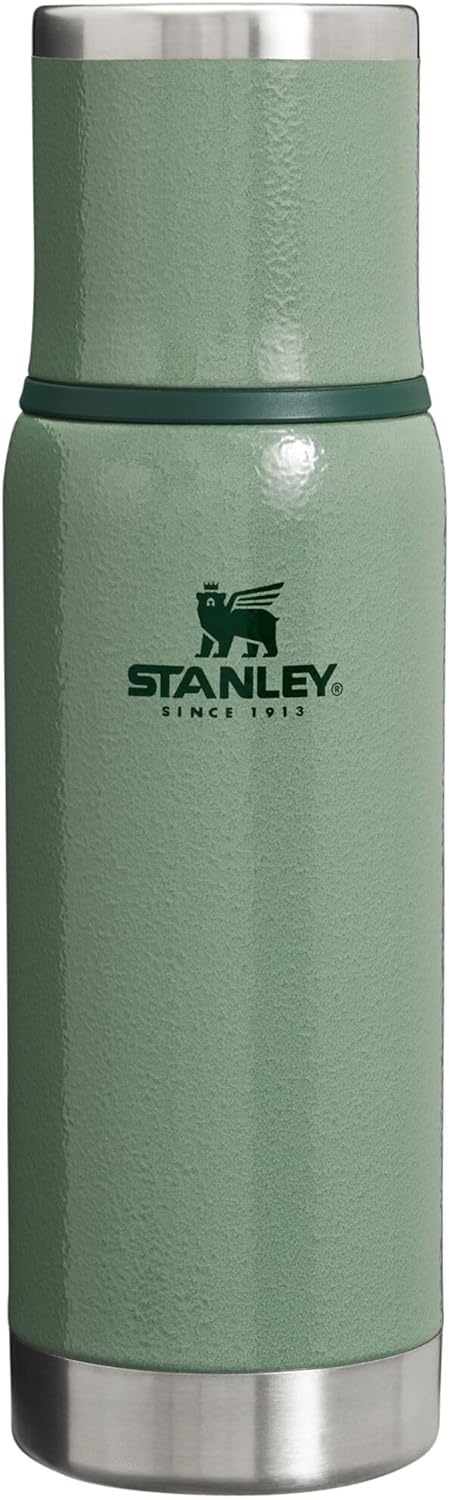 image:imageStanley AdventureToGo Vacuum Bottle 11 qt Wide Mouth with Leakproof Cup Lid Keep Drinks Hot or Cold Packable for Travel Insulated Stainless Steel Thermal Bottle BPAFree Chili RedHammertone Green