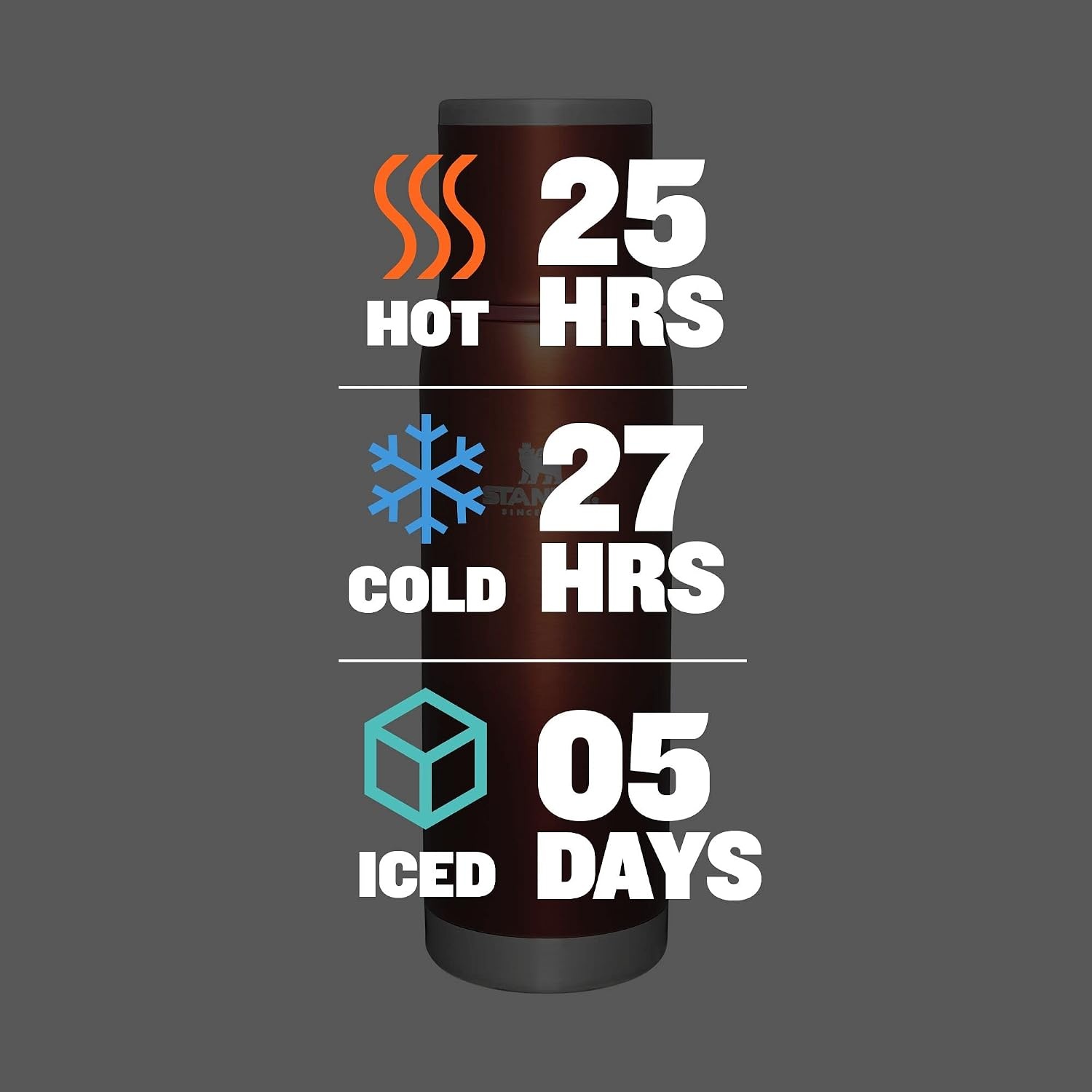 image:imageStanley AdventureToGo Vacuum Bottle 11 qt Wide Mouth with Leakproof Cup Lid Keep Drinks Hot or Cold Packable for Travel Insulated Stainless Steel Thermal Bottle BPAFree Chili RedClay Glow