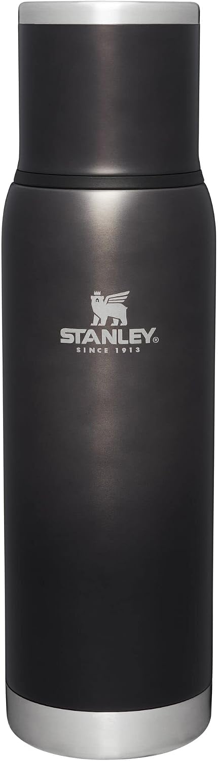 image:imageStanley AdventureToGo Vacuum Bottle 11 qt Wide Mouth with Leakproof Cup Lid Keep Drinks Hot or Cold Packable for Travel Insulated Stainless Steel Thermal Bottle BPAFree Chili RedCharcoal Glow