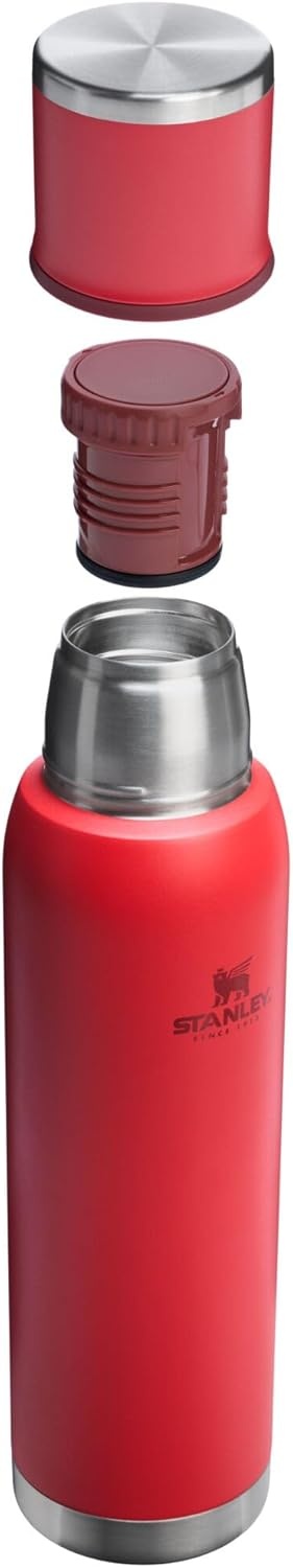 image:imageStanley AdventureToGo Vacuum Bottle 11 qt Wide Mouth with Leakproof Cup Lid Keep Drinks Hot or Cold Packable for Travel Insulated Stainless Steel Thermal Bottle BPAFree Chili RedChili Red