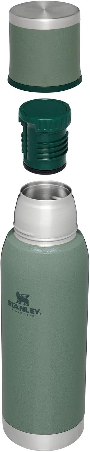 image:imageStanley AdventureToGo Vacuum Bottle 11 qt Wide Mouth with Leakproof Cup Lid Keep Drinks Hot or Cold Packable for Travel Insulated Stainless Steel Thermal Bottle BPAFree Chili RedHammertone Green