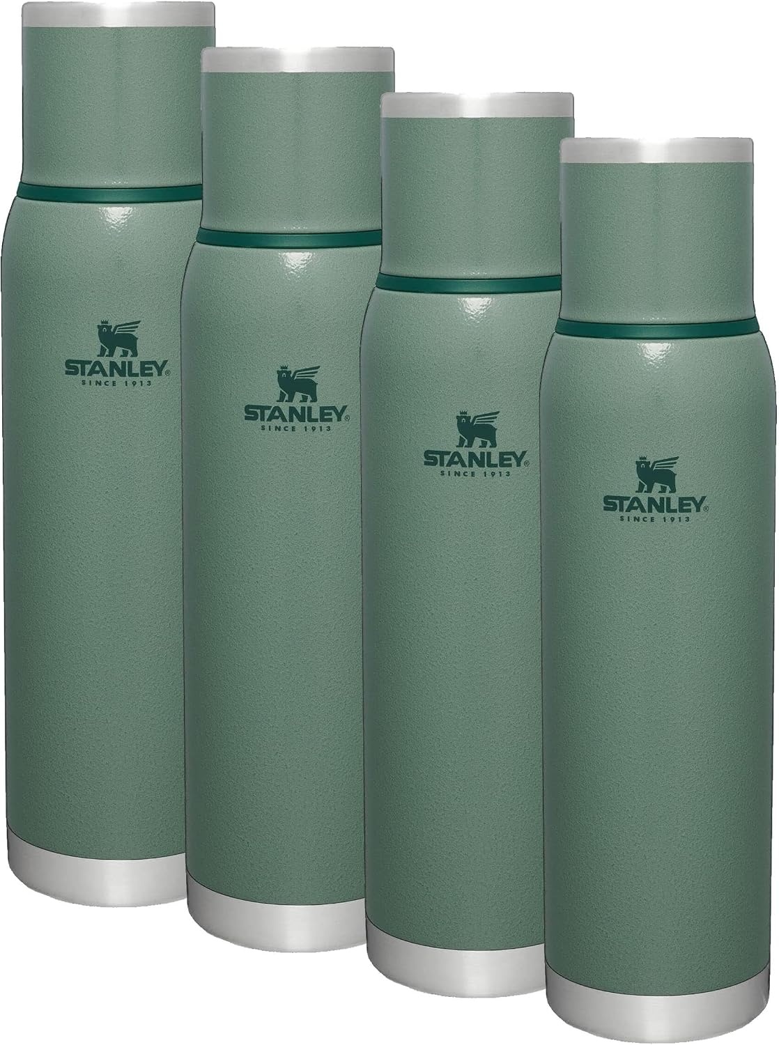 image:imageStanley AdventureToGo Vacuum Bottle 11 qt Wide Mouth with Leakproof Cup Lid Keep Drinks Hot or Cold Packable for Travel Insulated Stainless Steel Thermal Bottle BPAFree Chili RedHammertone Green