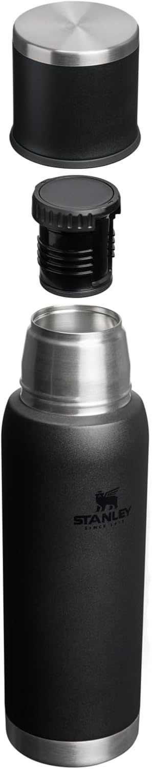 image:imageStanley AdventureToGo Vacuum Bottle 11 qt Wide Mouth with Leakproof Cup Lid Keep Drinks Hot or Cold Packable for Travel Insulated Stainless Steel Thermal Bottle BPAFree Chili RedBlack 20