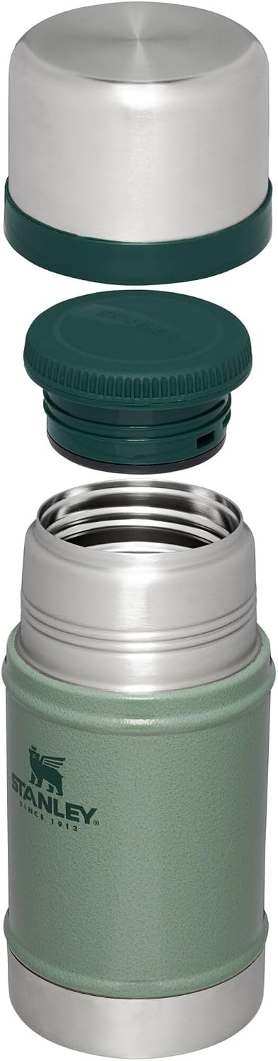 image:imageStanley Classic Legendary Large Food Jar 24 oz Vacuum Insulated Food Container Wide Mouth Screw On Lid Packable for Travel Stainless Steel amp Leakproof Lid Hammertone Green