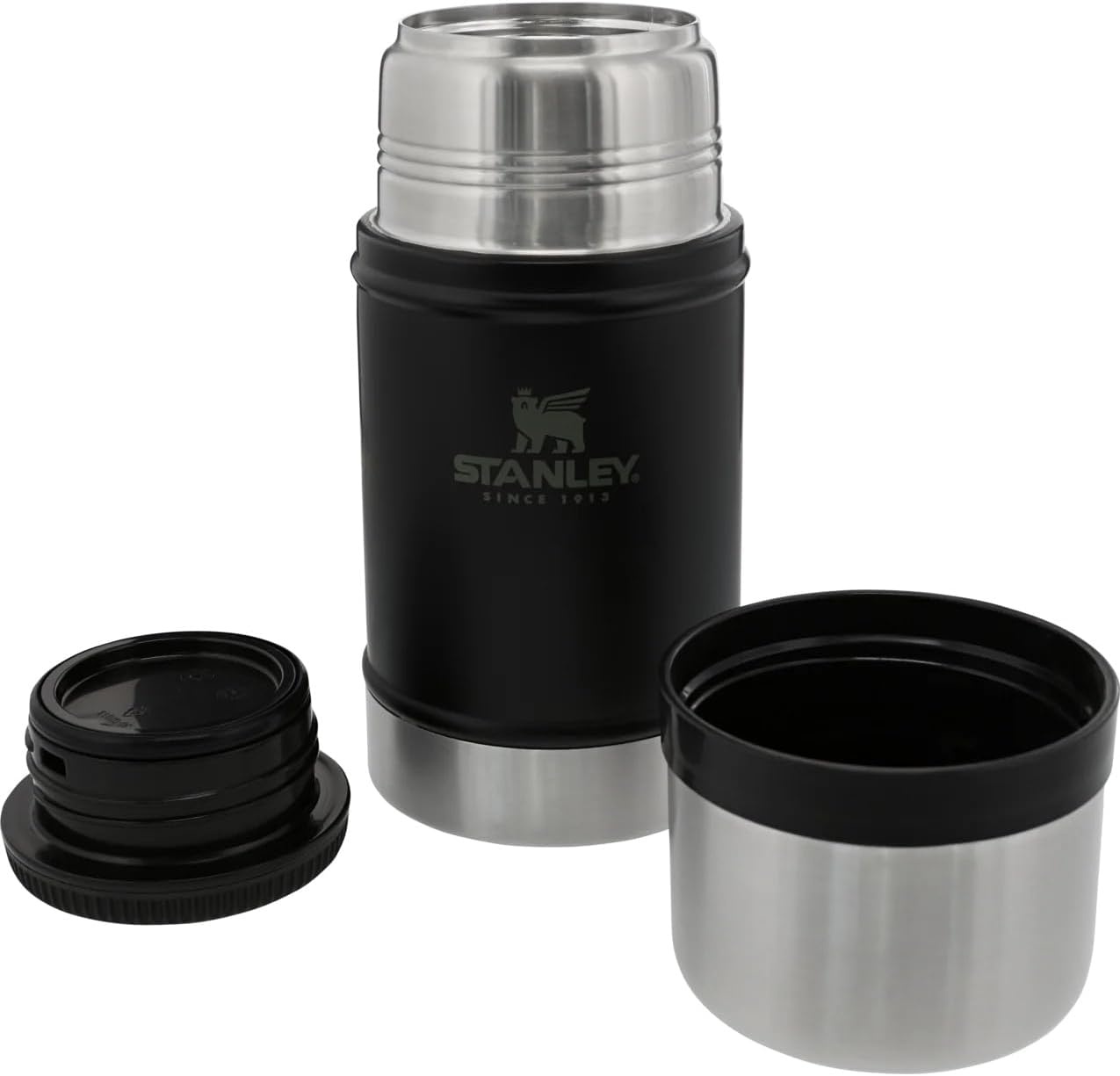 image:imageStanley Classic Legendary Large Food Jar 24 oz Vacuum Insulated Thermos Food Container Wide Mouth Screw On Lid Packable for Travel Stainless Steel with Leakproof Lid BPAFree Black 20
