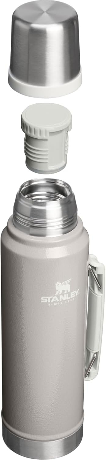 image:imageStanley Classic Legendary Vacuum Bottle 11 qt Wide Mouth with Leakproof Cup Lid Keep Drinks Hot or Cold Packable for Travel Insulated Stainless Steel Thermos BPAFree Hammertone Ash