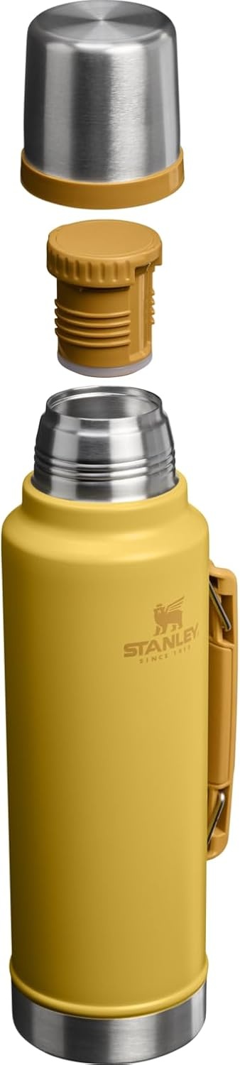 image:imageStanley Classic Legendary Vacuum Bottle 15 qt Wide Mouth with Leakproof Cup Lid Keep Drinks Hot or Cold Packable for Travel Insulated Stainless Steel Thermos BPAFree Dijon