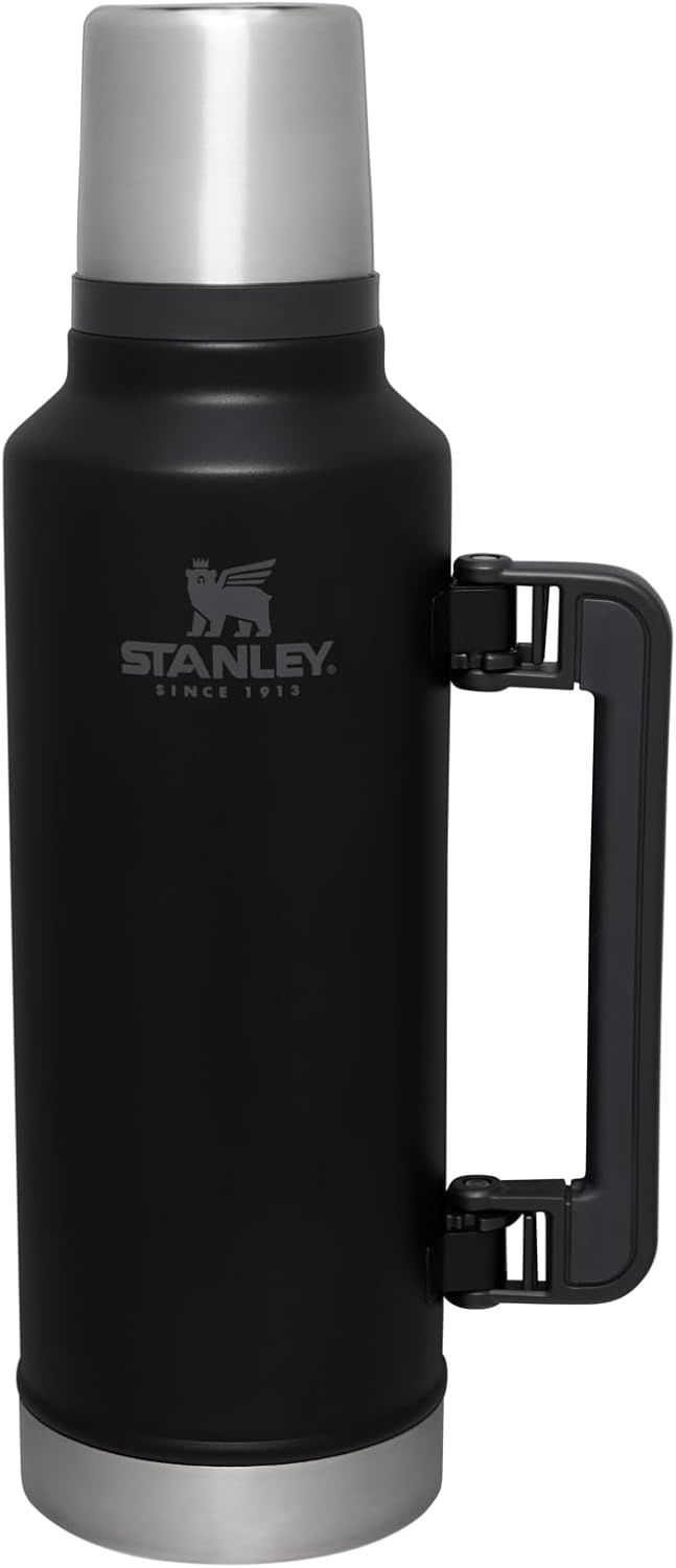 image:imageStanley Classic Legendary Vacuum Bottle 20 oz Wide Mouth with Leakproof Cup Lid Keep Drinks Hot or Cold Packable for Travel Insulated Stainless Steel Thermal Bottle BPAFree Black 20Black 20