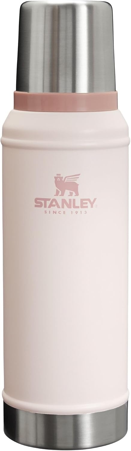 image:imageStanley Classic Legendary Vacuum Bottle 20 oz Wide Mouth with Leakproof Cup Lid Keep Drinks Hot or Cold Packable for Travel Insulated Stainless Steel Thermal Bottle BPAFree Black 20Rose Quartz