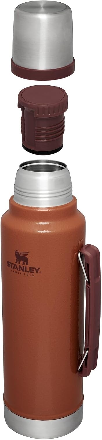 image:imageStanley Classic Legendary Vacuum Bottle 20 oz Wide Mouth with Leakproof Cup Lid Keep Drinks Hot or Cold Packable for Travel Insulated Stainless Steel Thermal Bottle BPAFree Black 20Hammertone Clay