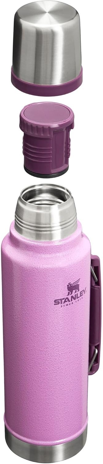 image:imageStanley Classic Legendary Vacuum Bottle 20 oz Wide Mouth with Leakproof Cup Lid Keep Drinks Hot or Cold Packable for Travel Insulated Stainless Steel Thermal Bottle BPAFree Black 20Hammertone Lilac