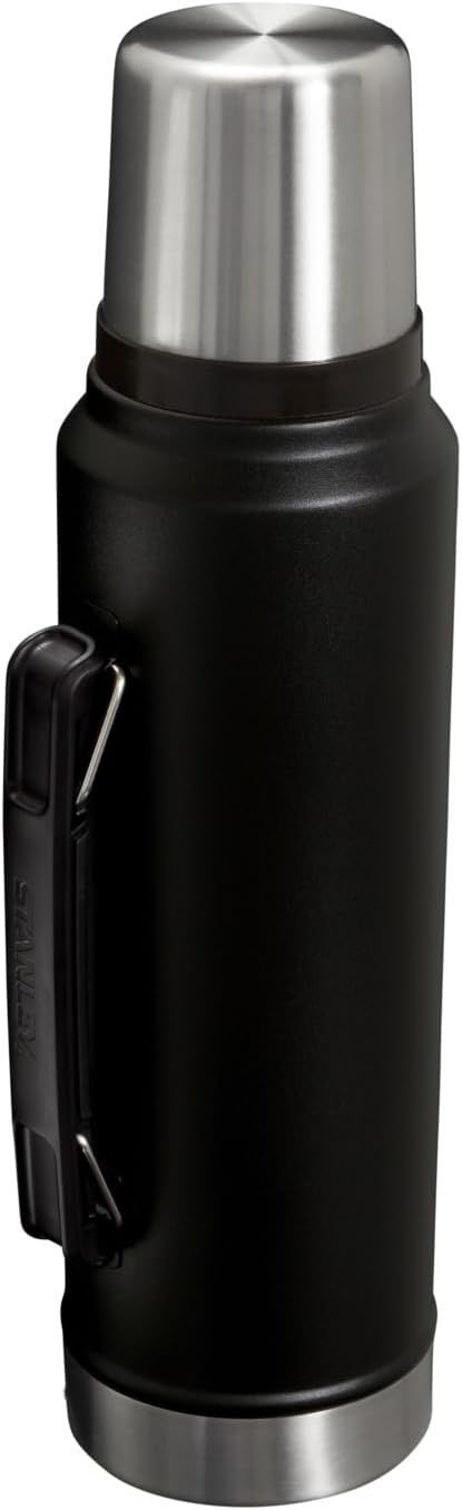 image:imageStanley Classic Legendary Vacuum Bottle 20 oz Wide Mouth with Leakproof Cup Lid Keep Drinks Hot or Cold Packable for Travel Insulated Stainless Steel Thermal Bottle BPAFree Black 20Black 20