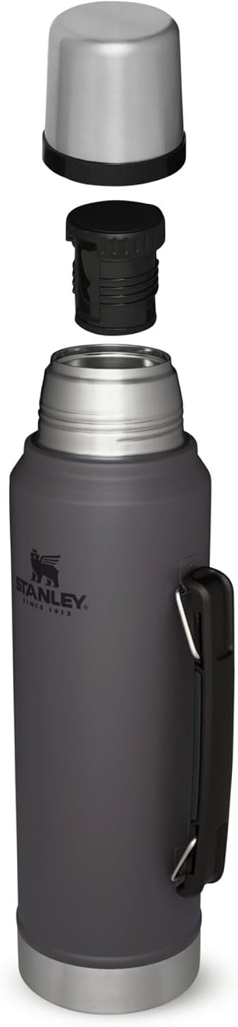 image:imageStanley Classic Legendary Vacuum Bottle 20 oz Wide Mouth with Leakproof Cup Lid Keep Drinks Hot or Cold Packable for Travel Insulated Stainless Steel Thermal Bottle BPAFree Black 20Matte Black