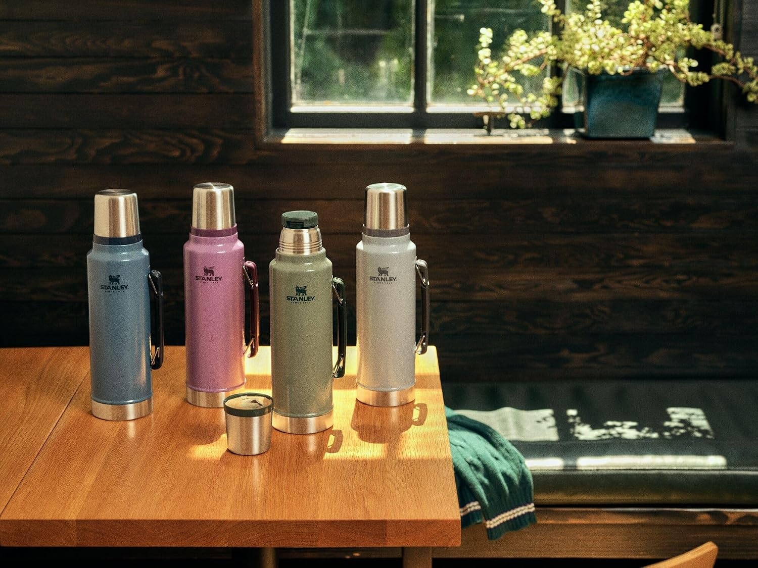 image:imageStanley Classic Legendary Vacuum Bottle 20 oz Wide Mouth with Leakproof Cup Lid Keep Drinks Hot or Cold Packable for Travel Insulated Stainless Steel Thermal Bottle BPAFree Black 20Hammertone Lilac