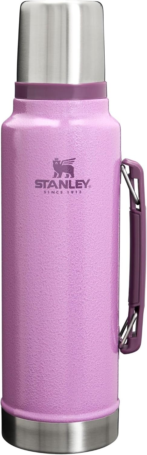image:imageStanley Classic Legendary Vacuum Bottle 20 oz Wide Mouth with Leakproof Cup Lid Keep Drinks Hot or Cold Packable for Travel Insulated Stainless Steel Thermal Bottle BPAFree Black 20Hammertone Lilac
