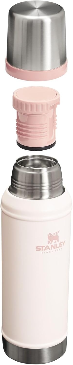 image:imageStanley Classic Legendary Vacuum Bottle 20 oz Wide Mouth with Leakproof Cup Lid Keep Drinks Hot or Cold Packable for Travel Insulated Stainless Steel Thermal Bottle BPAFree Black 20Rose Quartz