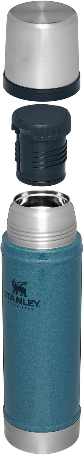 image:imageStanley Classic Legendary Vacuum Bottle 20 oz Wide Mouth with Leakproof Cup Lid Keep Drinks Hot or Cold Packable for Travel Insulated Stainless Steel Thermal Bottle BPAFree Black 20Hammertone Lake