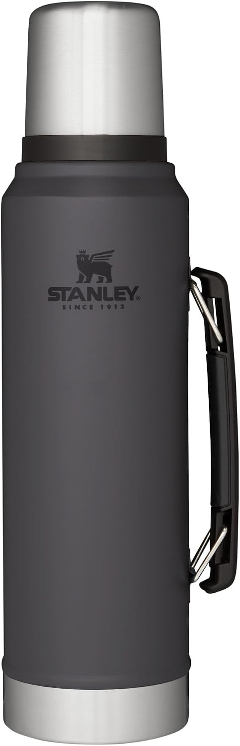 image:imageStanley Classic Legendary Vacuum Bottle 20 oz Wide Mouth with Leakproof Cup Lid Keep Drinks Hot or Cold Packable for Travel Insulated Stainless Steel Thermal Bottle BPAFree Black 20Matte Black