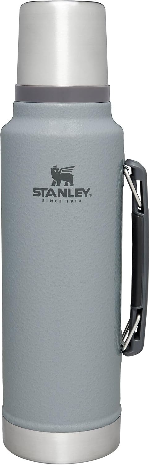 image:imageStanley Classic Legendary Vacuum Bottle 20 oz Wide Mouth with Leakproof Cup Lid Keep Drinks Hot or Cold Packable for Travel Insulated Stainless Steel Thermal Bottle BPAFree Black 20Hammertone Silver