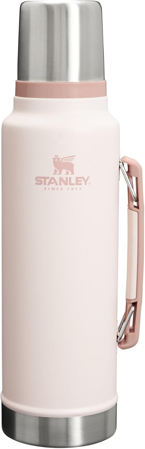 image:imageStanley Classic Legendary Vacuum Bottle 20 oz Wide Mouth with Leakproof Cup Lid Keep Drinks Hot or Cold Packable for Travel Insulated Stainless Steel Thermal Bottle BPAFree Black 20Rose Quartz