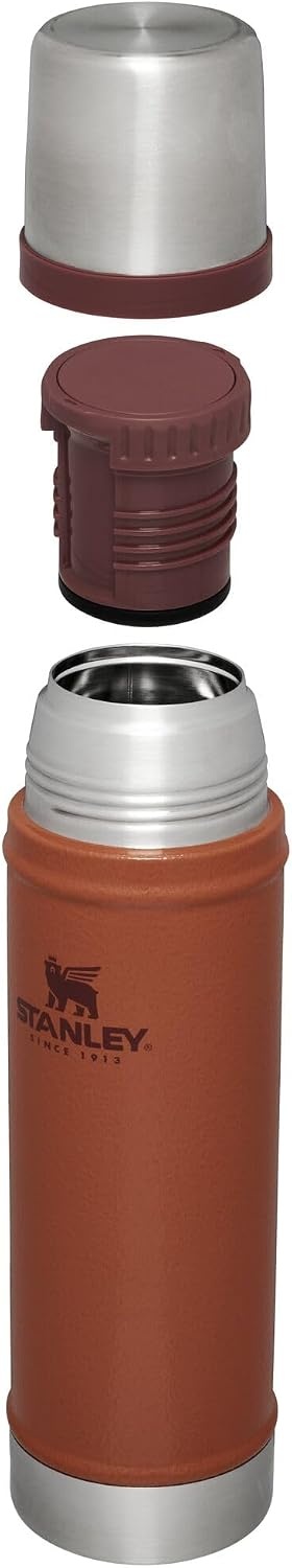 image:imageStanley Classic Legendary Vacuum Bottle 20 oz Wide Mouth with Leakproof Cup Lid Keep Drinks Hot or Cold Packable for Travel Insulated Stainless Steel Thermal Bottle BPAFree Black 20Hammertone Clay
