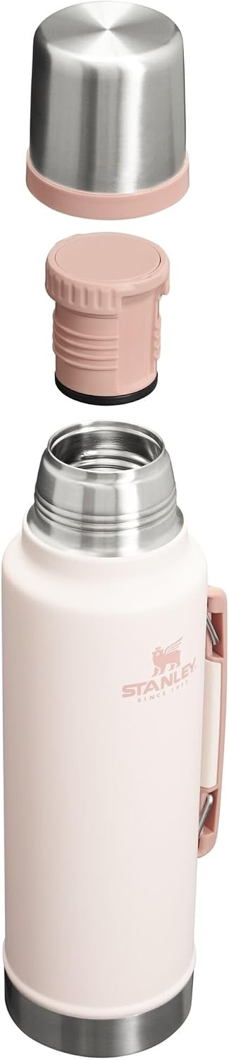 image:imageStanley Classic Legendary Vacuum Bottle 20 oz Wide Mouth with Leakproof Cup Lid Keep Drinks Hot or Cold Packable for Travel Insulated Stainless Steel Thermal Bottle BPAFree Black 20Rose Quartz