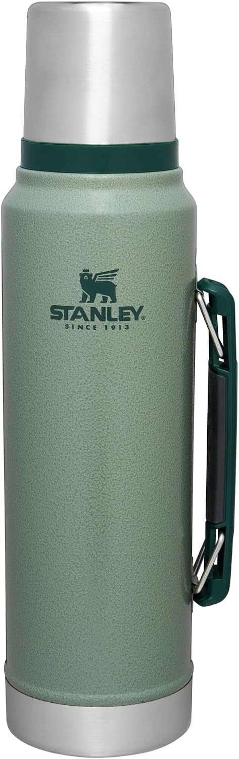 image:imageStanley Classic Legendary Vacuum Bottle 20 oz Wide Mouth with Leakproof Cup Lid Keep Drinks Hot or Cold Packable for Travel Insulated Stainless Steel Thermal Bottle BPAFree Black 20Hammertone Green
