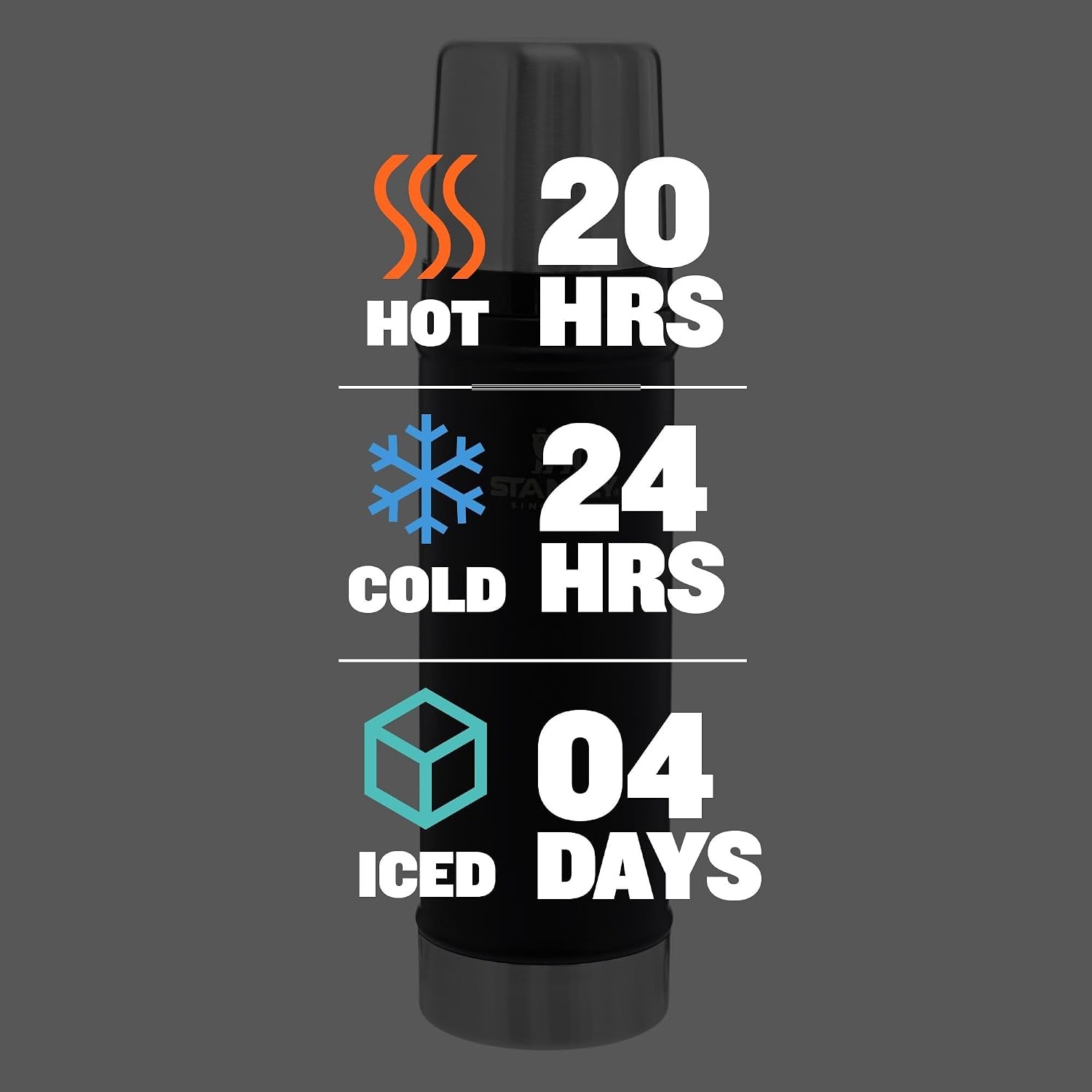 image:imageStanley Classic Legendary Vacuum Bottle 20 oz Wide Mouth with Leakproof Cup Lid Keep Drinks Hot or Cold Packable for Travel Insulated Stainless Steel Thermal Bottle BPAFree Black 20Matte Black