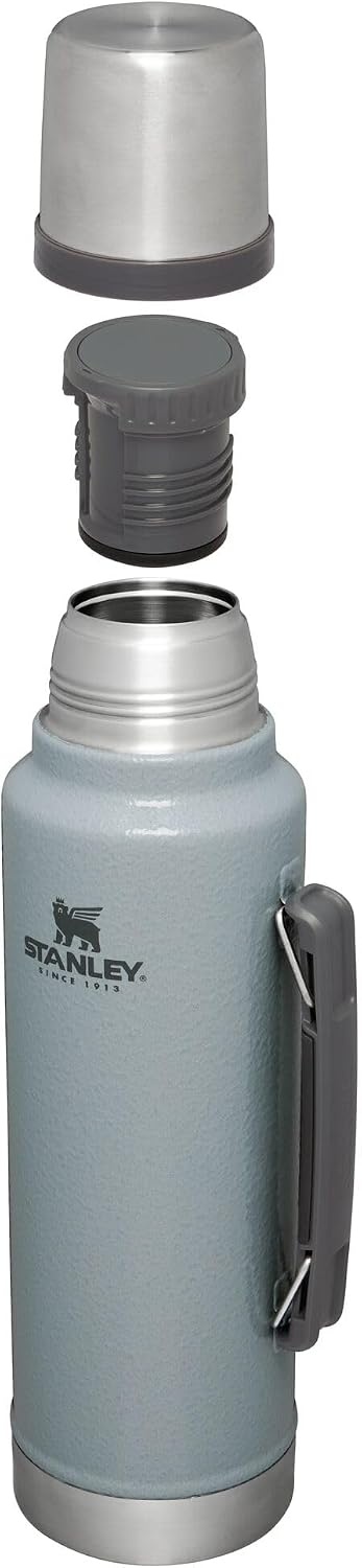 image:imageStanley Classic Legendary Vacuum Bottle 20 oz Wide Mouth with Leakproof Cup Lid Keep Drinks Hot or Cold Packable for Travel Insulated Stainless Steel Thermal Bottle BPAFree Black 20Hammertone Silver
