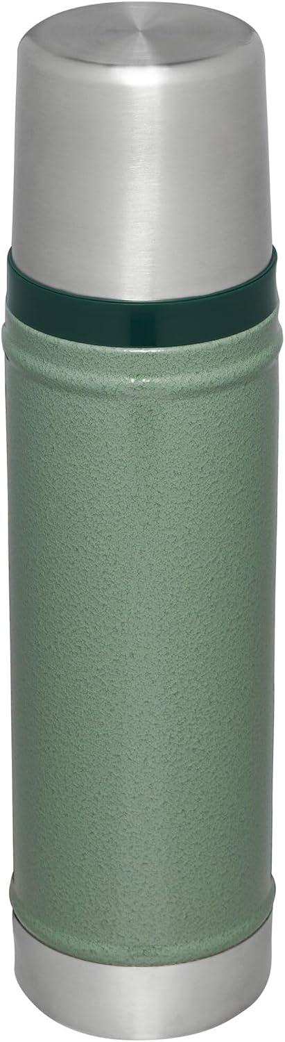 image:imageStanley Classic Legendary Vacuum Bottle 20 oz Wide Mouth with Leakproof Cup Lid Keep Drinks Hot or Cold Packable for Travel Insulated Stainless Steel Thermal Bottle BPAFree Black 20Hammertone Green