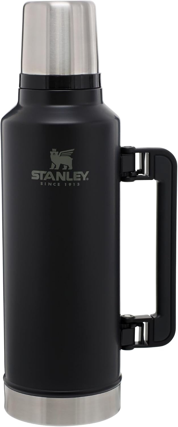 image:imageStanley Classic Legendary Vacuum Bottle 20 oz Wide Mouth with Leakproof Cup Lid Keep Drinks Hot or Cold Packable for Travel Insulated Stainless Steel Thermal Bottle BPAFree Black 20Matte Black