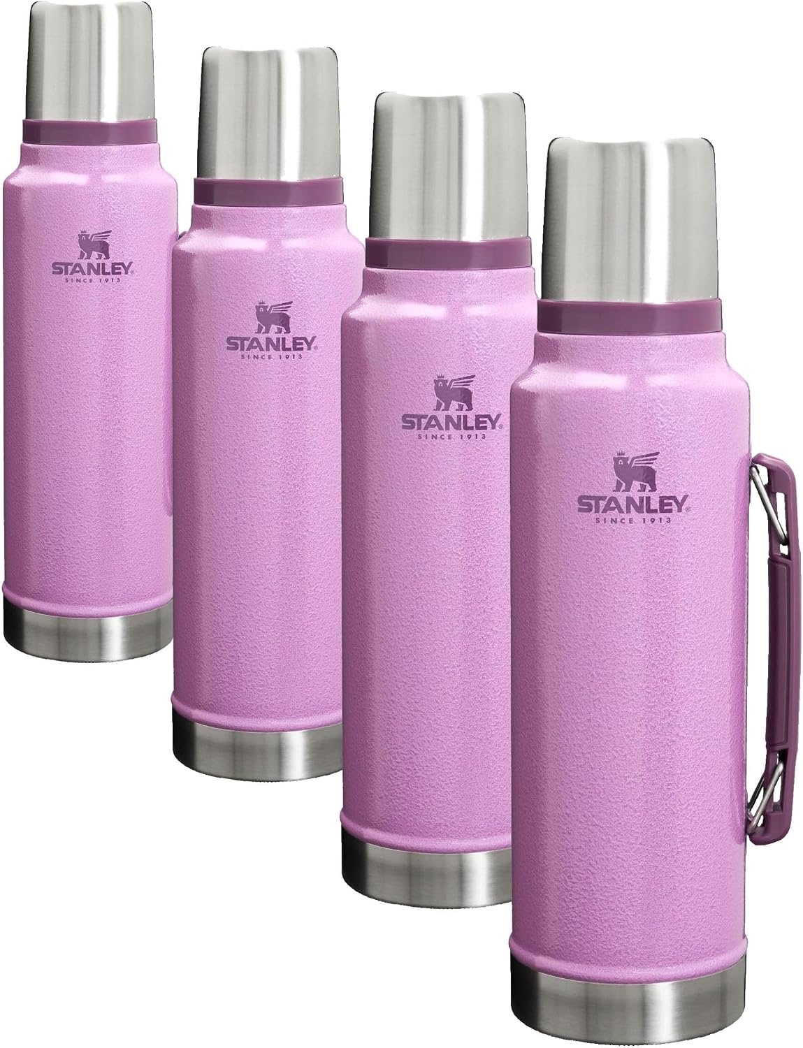 image:imageStanley Classic Legendary Vacuum Bottle 20 oz Wide Mouth with Leakproof Cup Lid Keep Drinks Hot or Cold Packable for Travel Insulated Stainless Steel Thermal Bottle BPAFree Black 20Hammertone Lilac