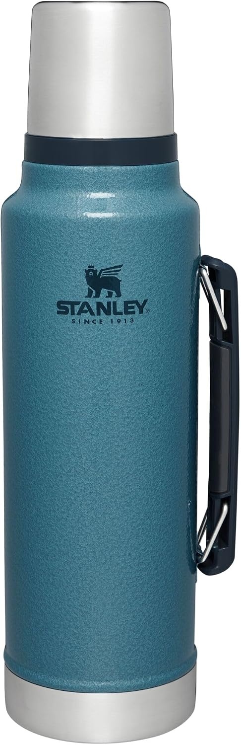 image:imageStanley Classic Legendary Vacuum Bottle 20 oz Wide Mouth with Leakproof Cup Lid Keep Drinks Hot or Cold Packable for Travel Insulated Stainless Steel Thermal Bottle BPAFree Black 20Hammertone Lake