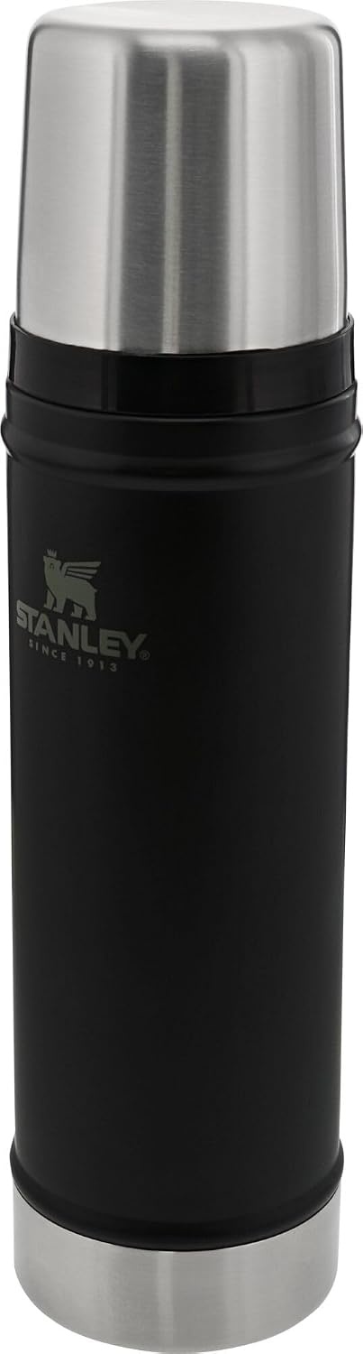 image:imageStanley Classic Legendary Vacuum Bottle 20 oz Wide Mouth with Leakproof Cup Lid Keep Drinks Hot or Cold Packable for Travel Insulated Stainless Steel Thermal Bottle BPAFree Black 20Matte Black